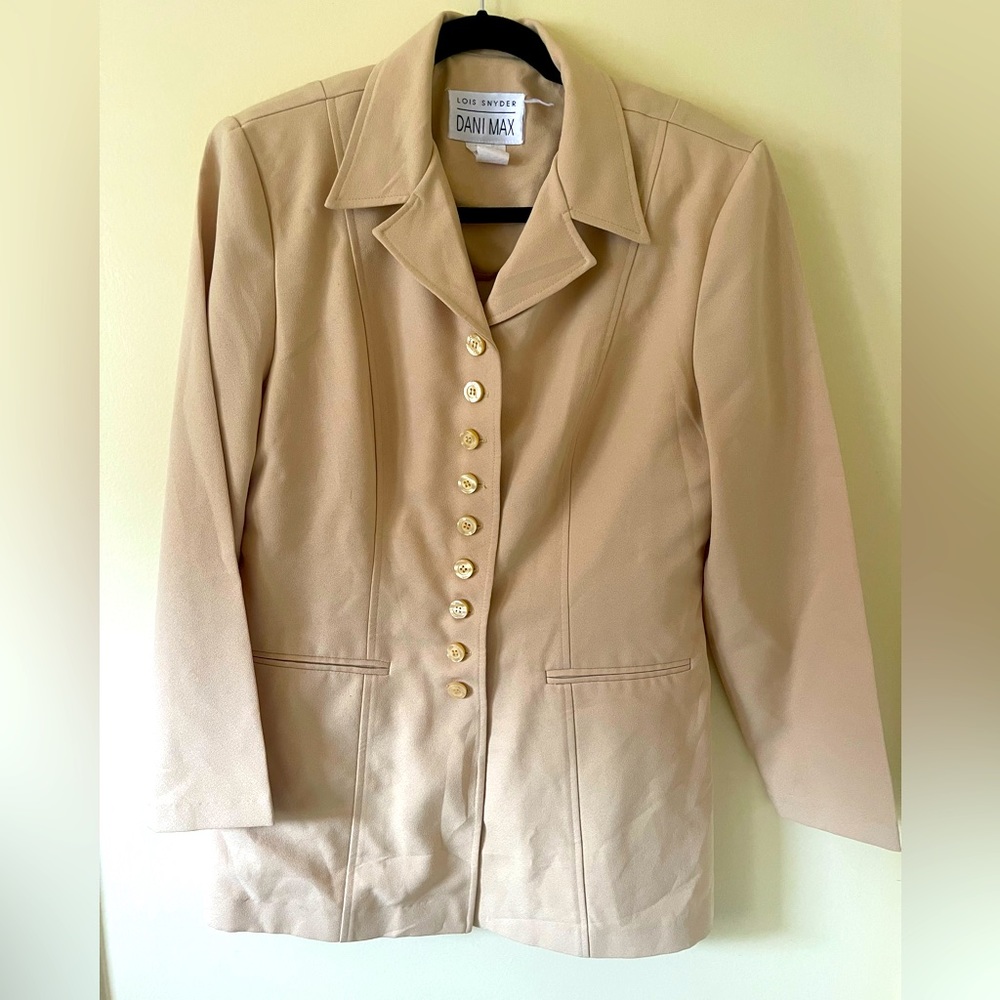 Lois Snyder Dani Max Butter Yellow Color Blazer Shoulder Pads Size 14